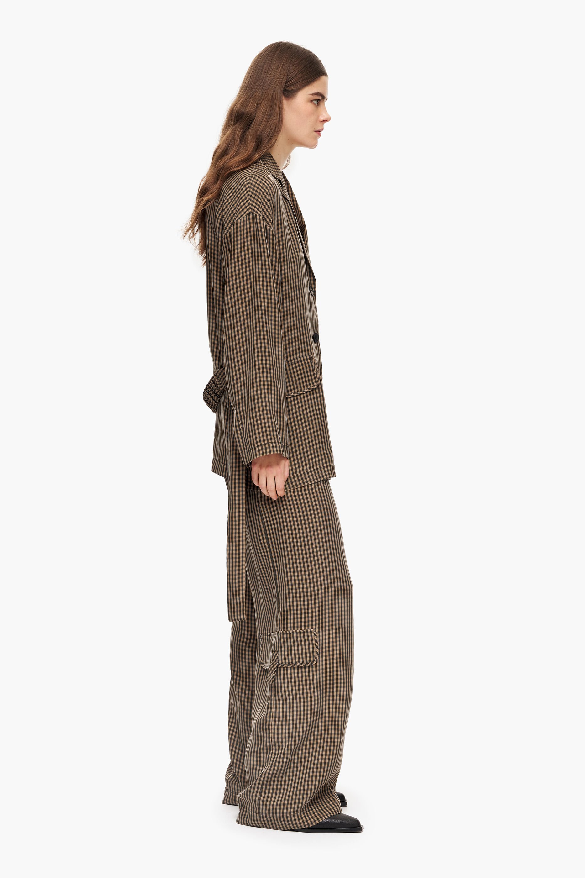 Blazer xadrez marrom oversized