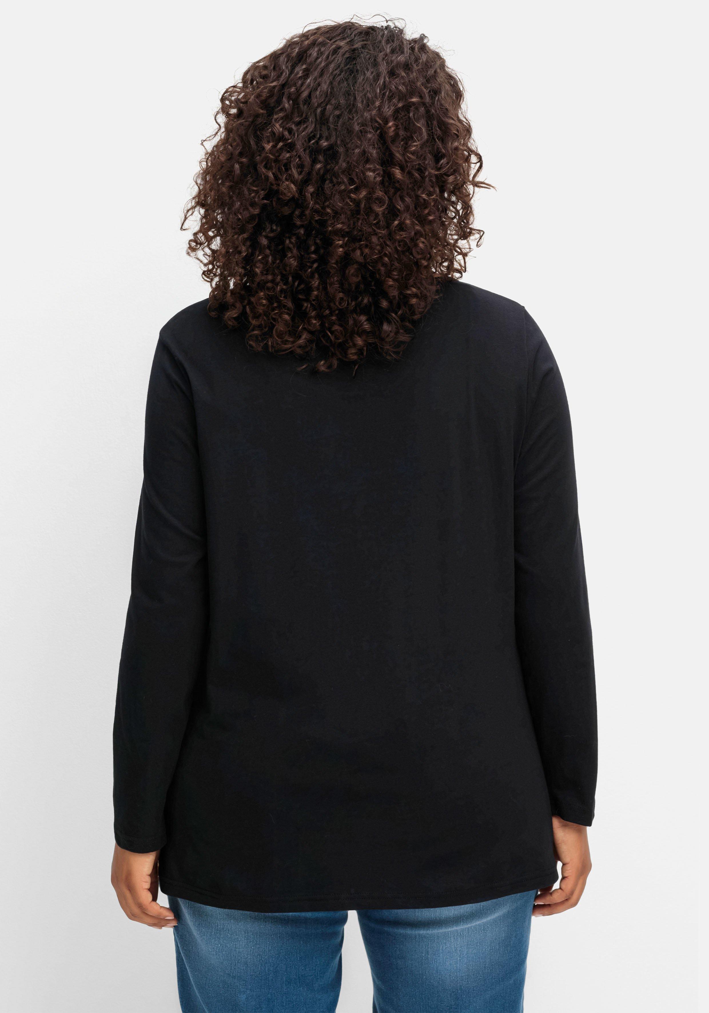 Langarmshirt in zweifarbiger Optik