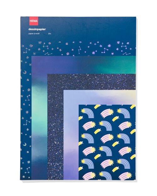 24 feuilles de papier à dessin A4 étoiles