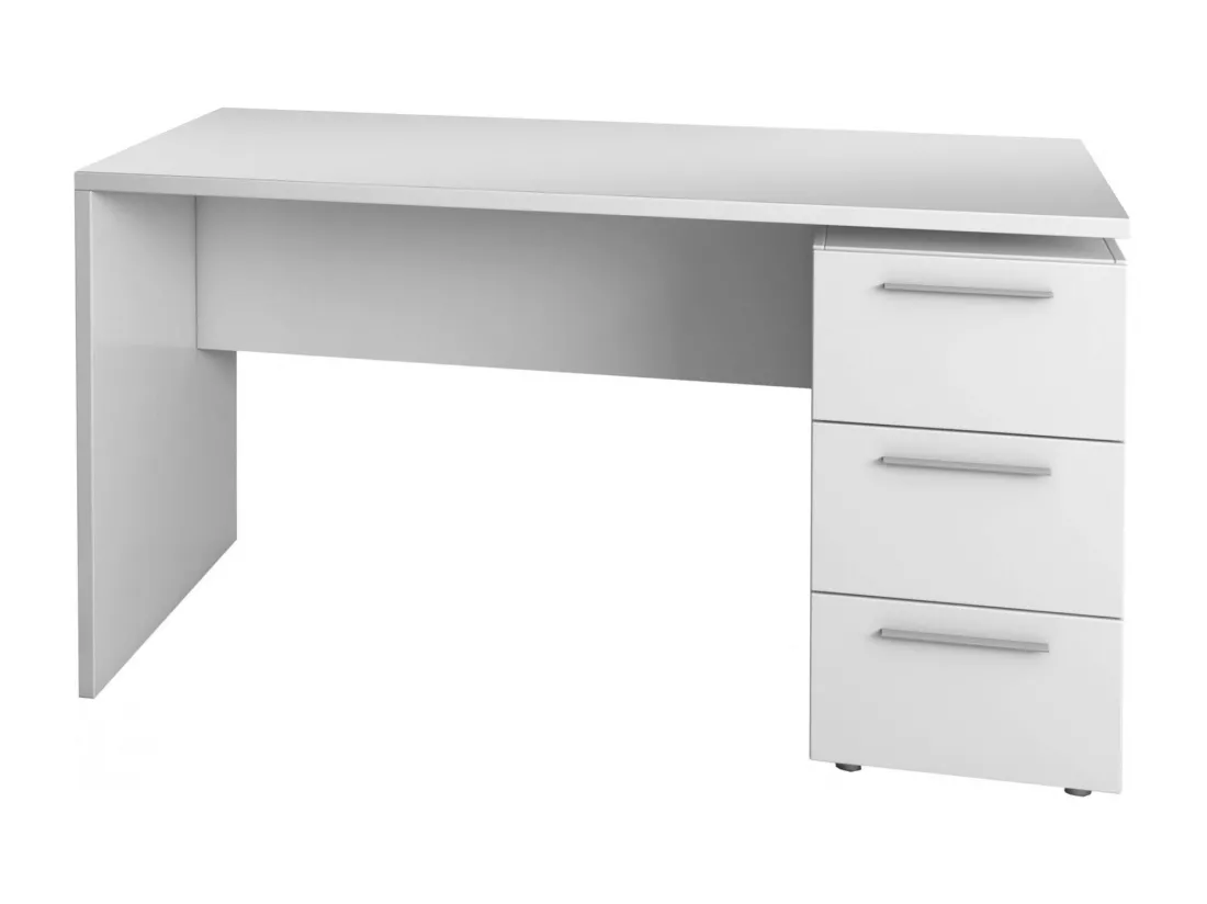 Bureau Dbuttar, Bureau moderne, Table d'étude avec commode avec 2 tiroirs et 1 porte, 138x60h74 cm, Blanc