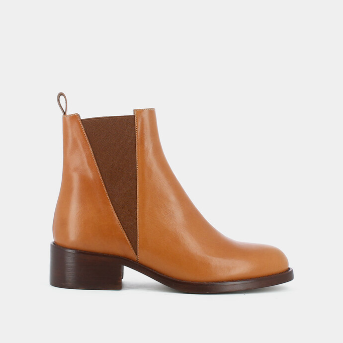 Bottines à élastiques  en cuir camel