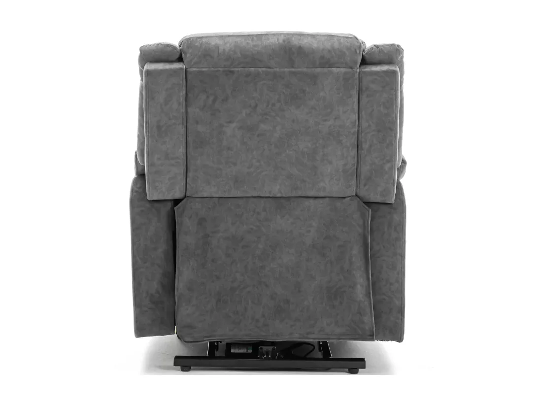Fauteuil massant en tissu - Fauteuil électrique inclinable avec repose-pied - Gris