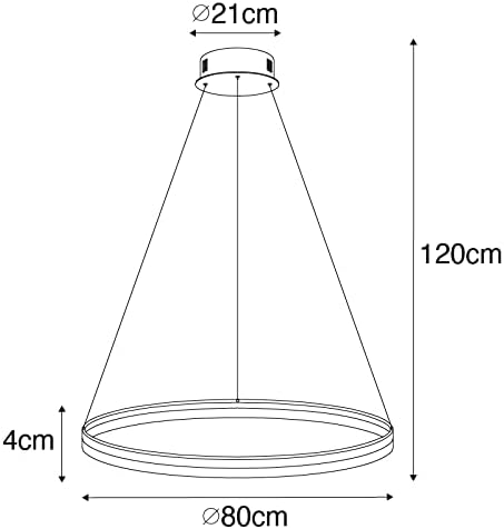 QAZQA - Design Ring Pendelleuchte I Pendellampe I Hängelampe I Pendellampe I Pendelleuchte I Lampe I Leuchte Gold I Messing 80 cm inkl. LED und Dimmer - Anello Dimmer I Dimmbar I Wohnzimmer I Schlafzi
