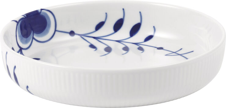 Royal Copenhagen Blå Mega Riflet ovnfast fad rundt 18,5 cm. Hvid