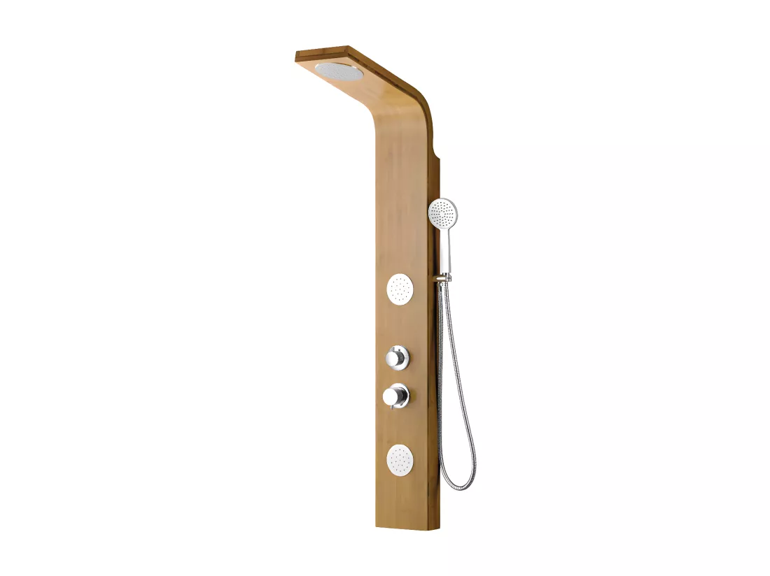 Colonne de douche hydromassante, pluie tropicale et panneau en bambou - 20*140 cm - TISSIA