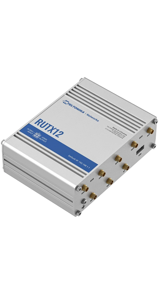 Teltonika DSL/WLAN Module RUTX12 Dual LTE CAT 6 Industrieller Mobilfunk-Router Silber