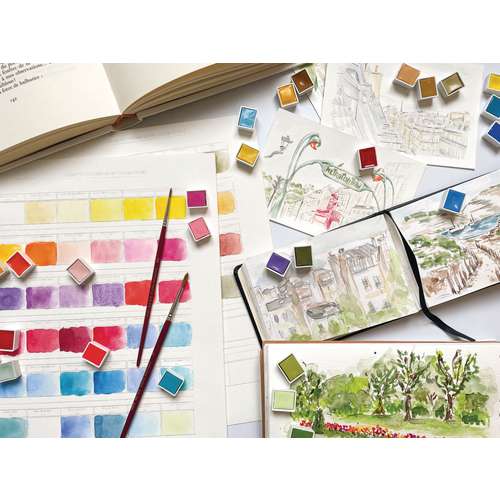 CHARVIN extrafeine Aquarellfarbe, 1/2 Näpfchen, Einzelfarben