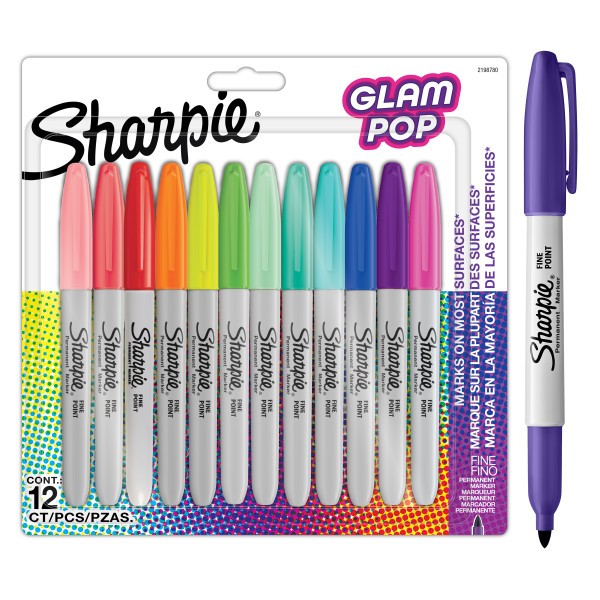 Sharpie - Permanente tuscher Fine Glam Pop 12-blister