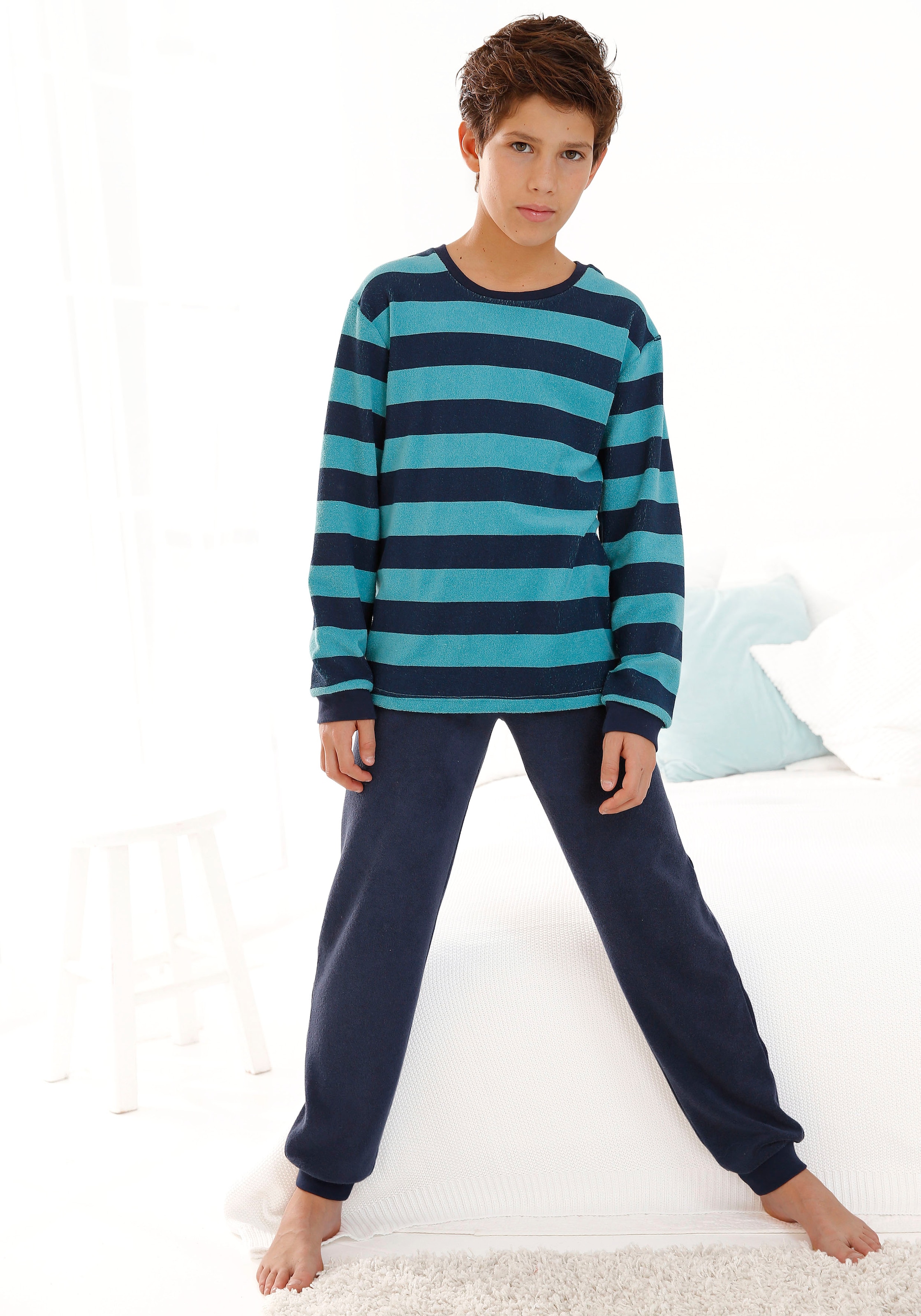 AUTHENTIC LE JOGGER Pyjama 1 Stück, 2 tlg. Schlafanzug aus Frottee, mit Bündchen