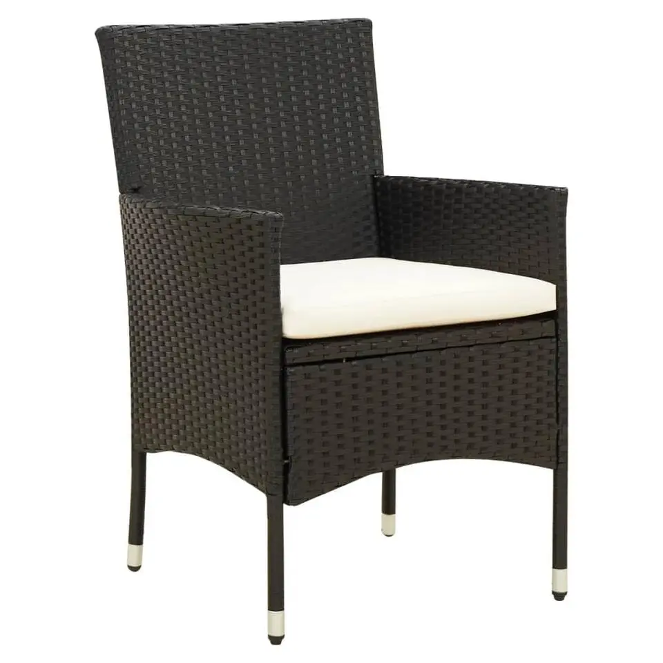 vidaXL - Tuinset - Zwart - Poly rattan - 7 stuks - Met kussens