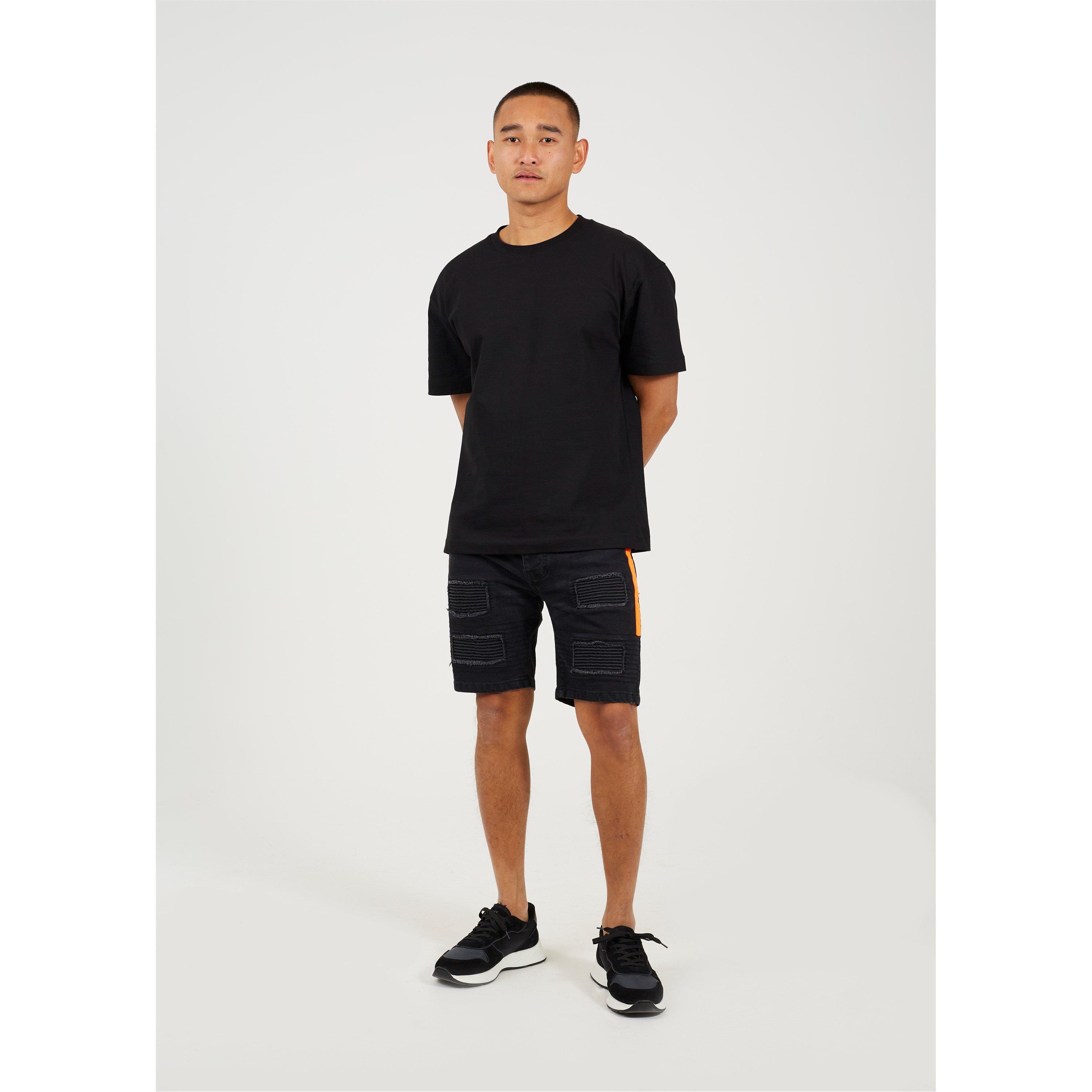 Brave Soul Denim Short with Biker Patch Detail