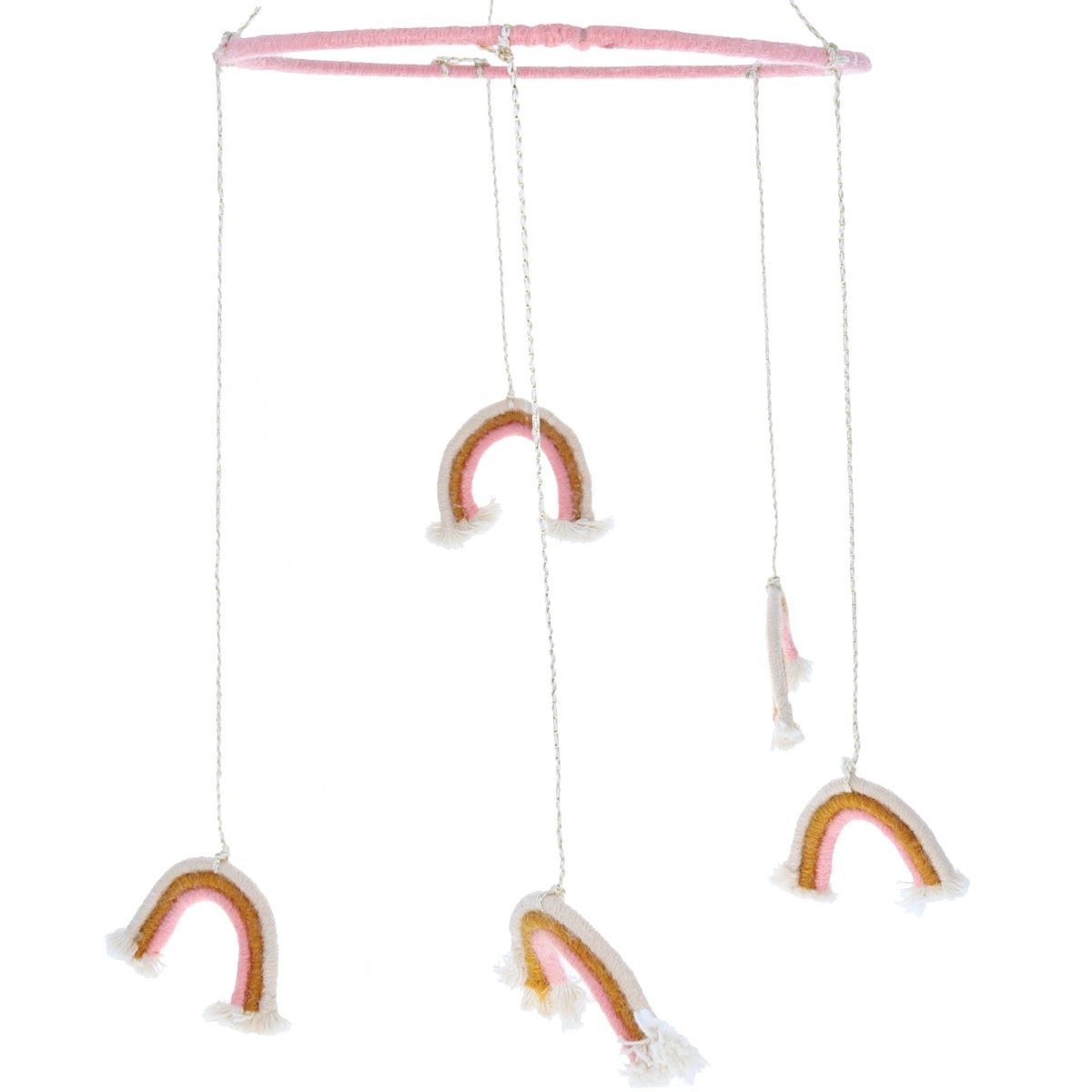 Mobile bébé arc-en-ciel rose et jaune Petit toi
