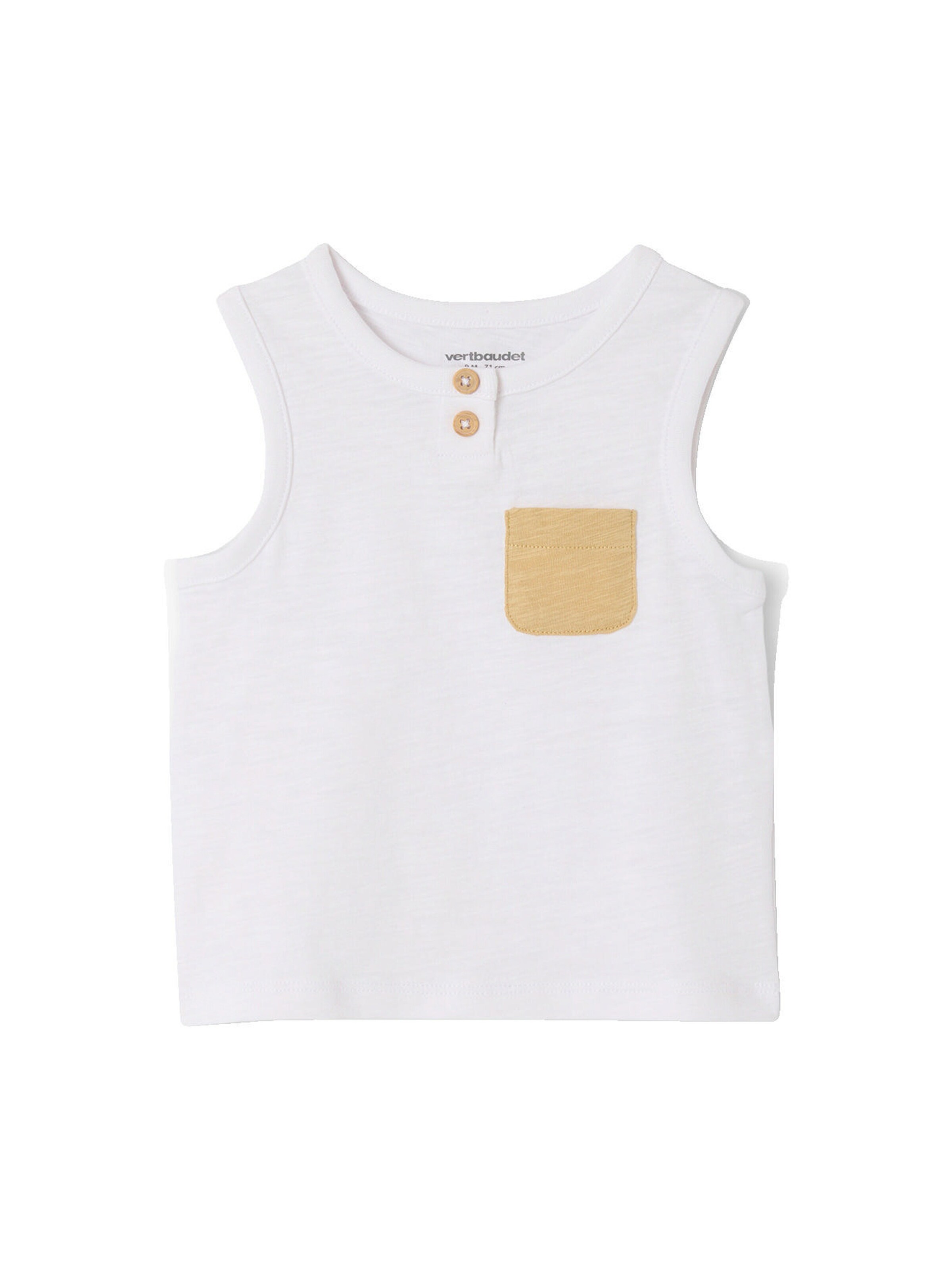 Vertbaudet Baby Top mit Tasche in Kontrastoptik weiß