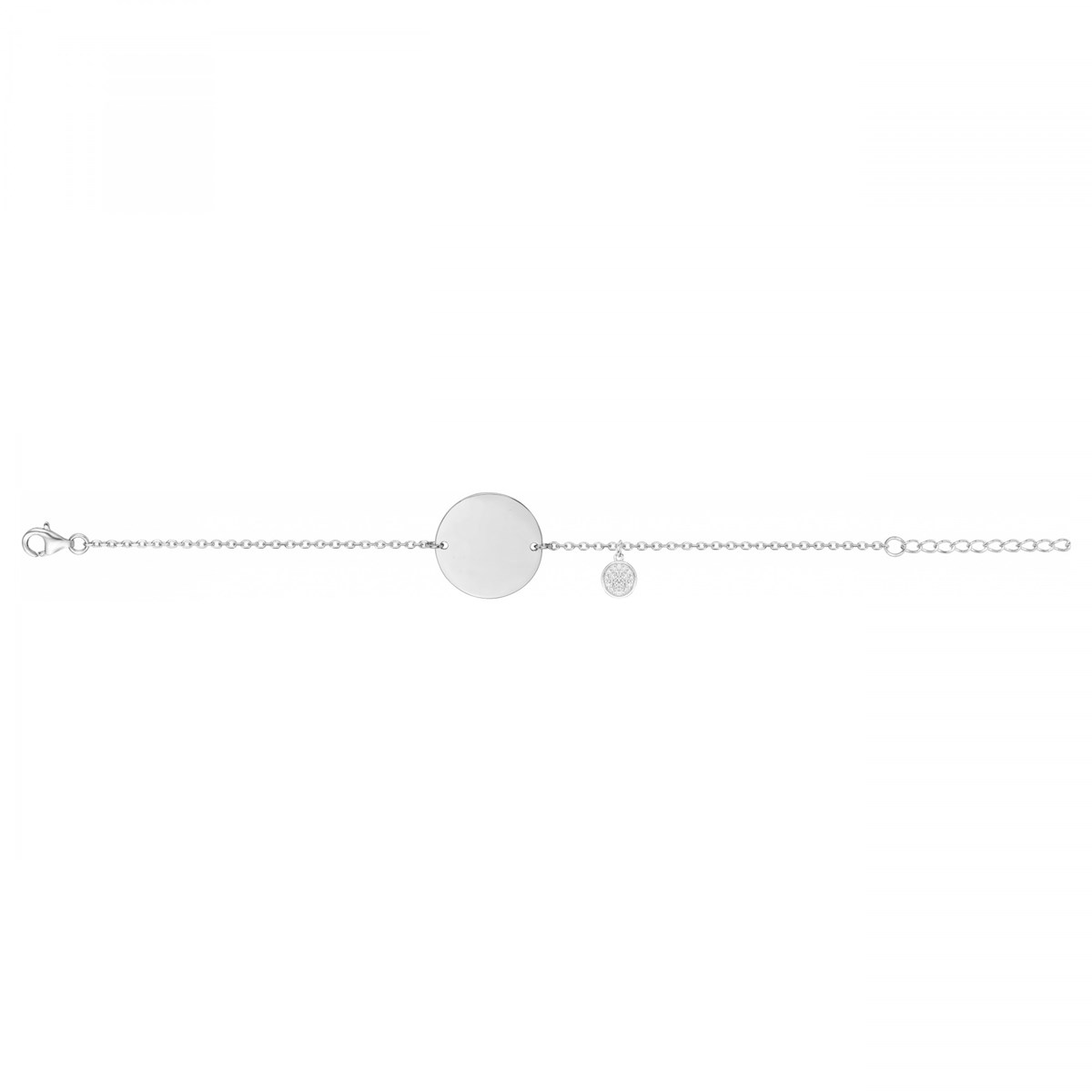 Bracelet souple mono-motif en Argent avec oxyde de zirconium blanc