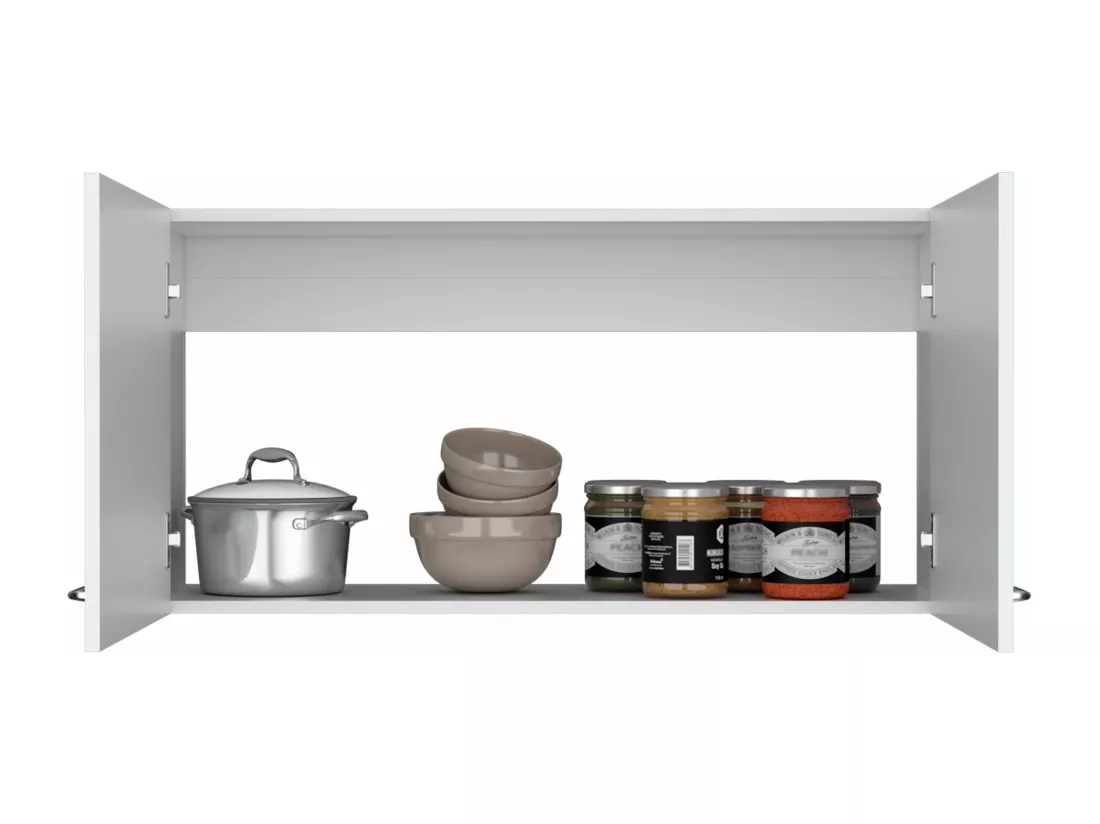Meuble de cuisine Napoles en mélaminé avec 2 portes et de nombreux rangements , Blanc , 49 cm X 100 cm X 32 cm