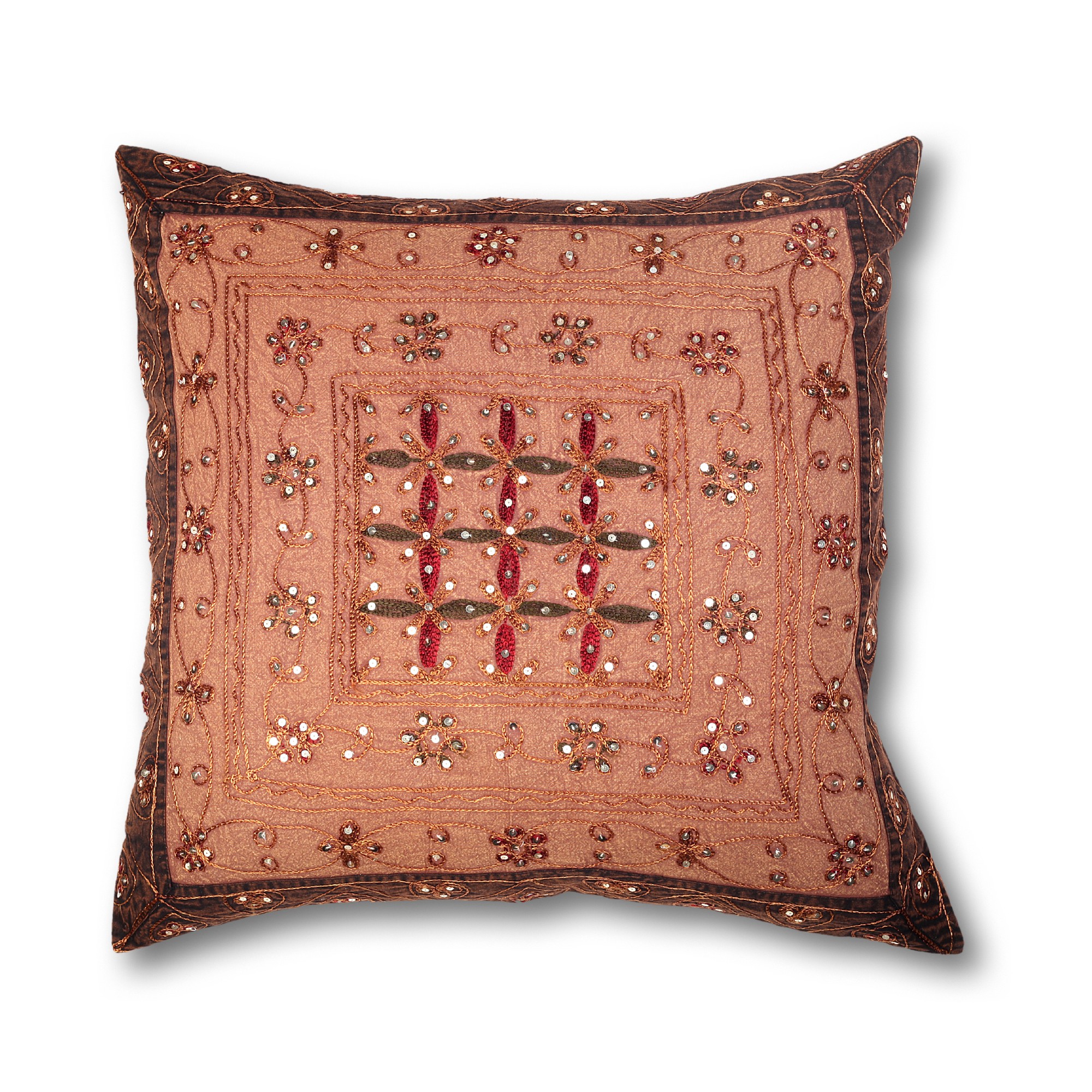 Kissenhülle 'Sitara', rosa, braun, L 60 cm, B 60 cm von fischer's lagerhaus