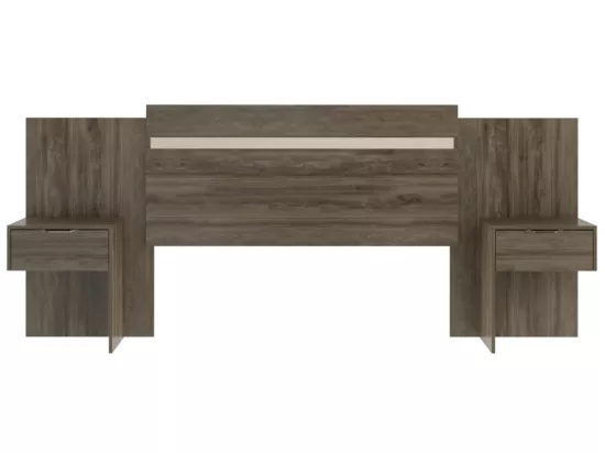 Tête de lit extensible avec chevets - 140/160 cm - Marron - PARATI