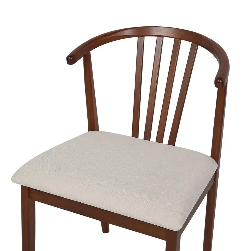 CRAIG - Eetkamerstoel set van 2 - Lichtbeige - Donker Hout
