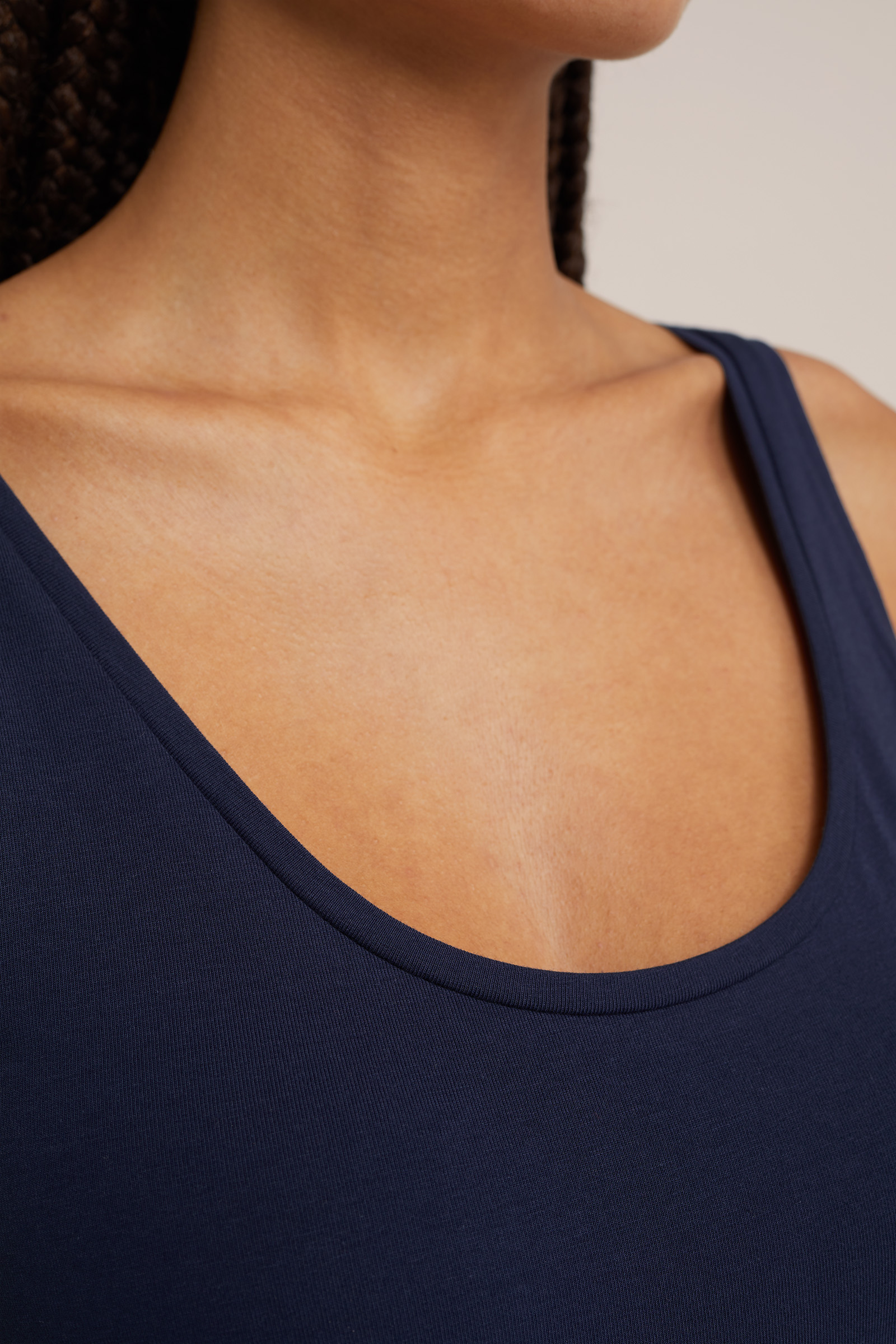 singlet van katoenmix WE Fashion Donkerblauw