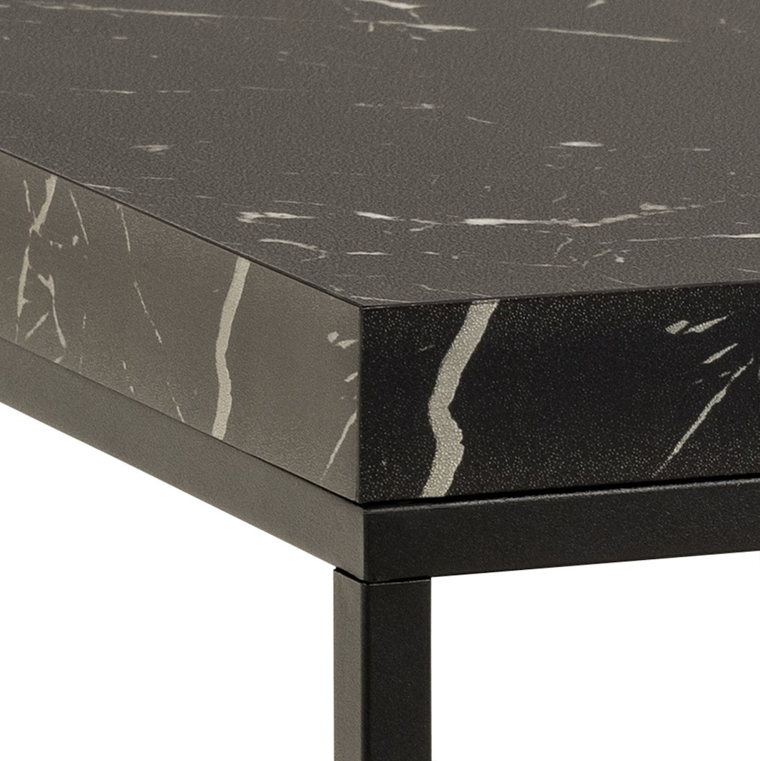 Barossa sofabord Sort marmortopp med sort metallunderstell. 60x60x45cm