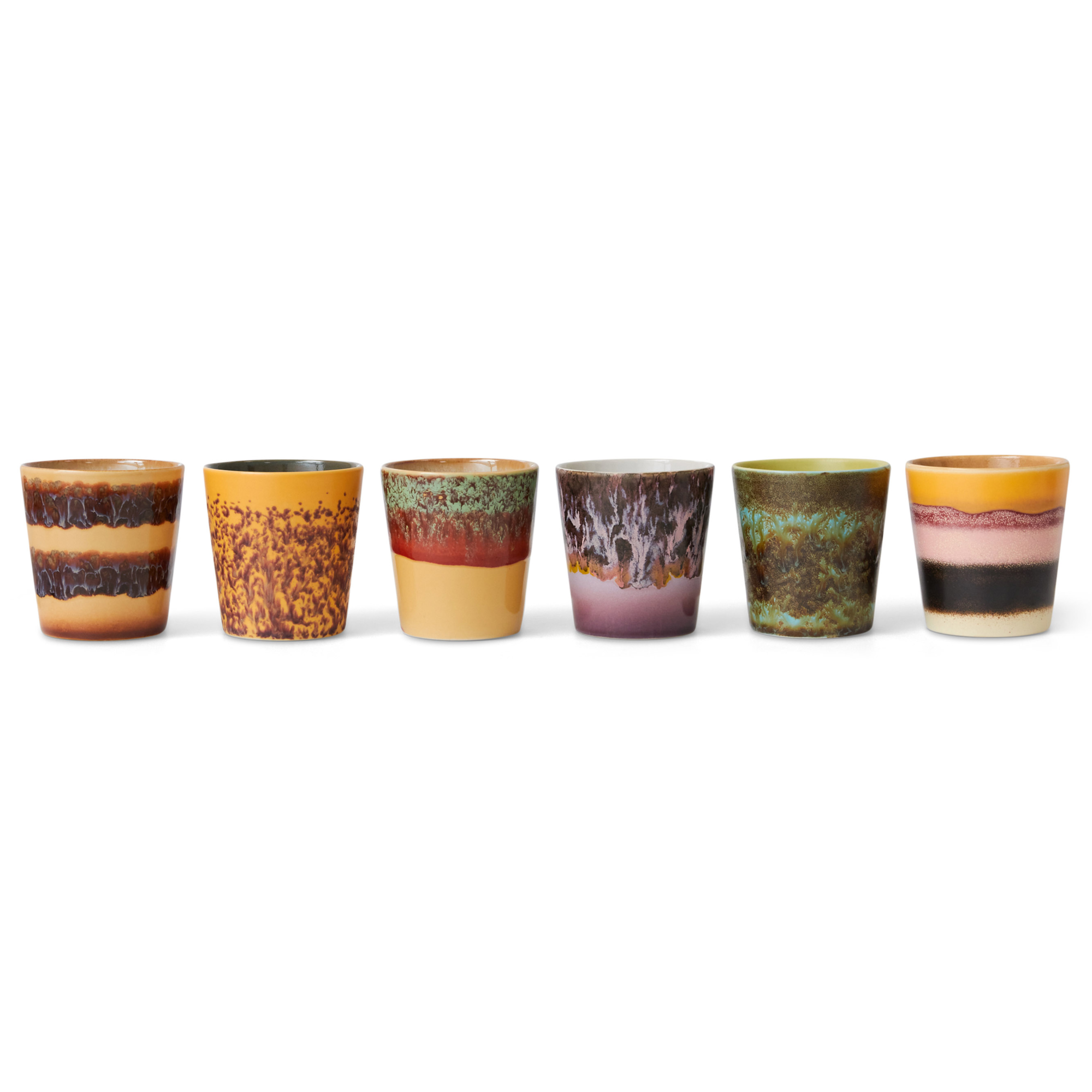 Servies 70's Ceramics Coffee Mugs valley - set van 6