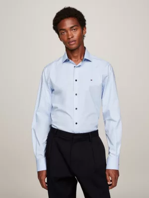 Camisa de popeline slim fit com gola contrastante