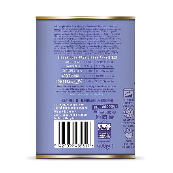 Edgard & Cooper Adult Blikjes Rund 6 x 400 gram