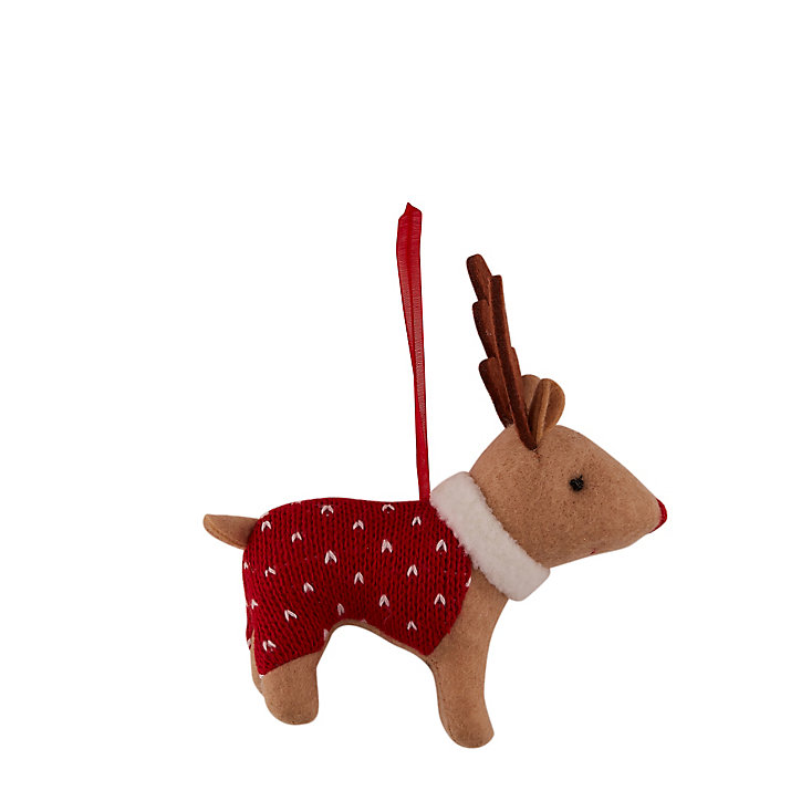 Boule de noel figurine renne en feutrine 13cm