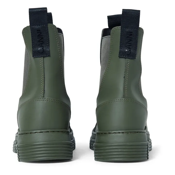Ganni Chelsea Boots Basses Gomme Recyclée | Vert kaki