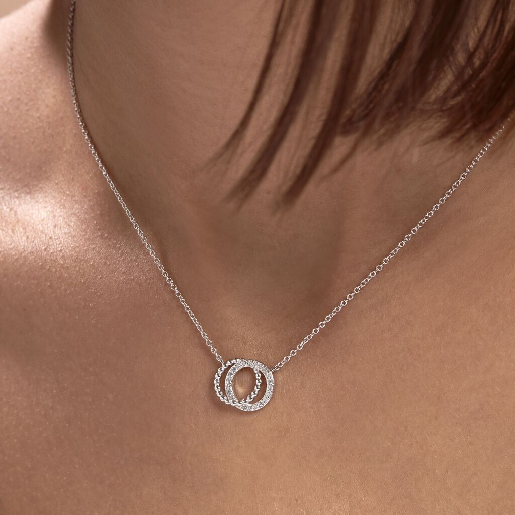 Collier Magou Argent Blanc Oxyde De Zirconium