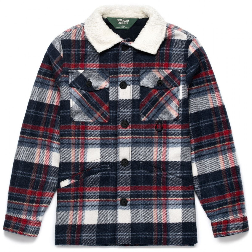 OTTERCREEK CHECK RED NATURAL WHITE BLUE-VESTE DOUBLEE POLAIRE POUR HOMME