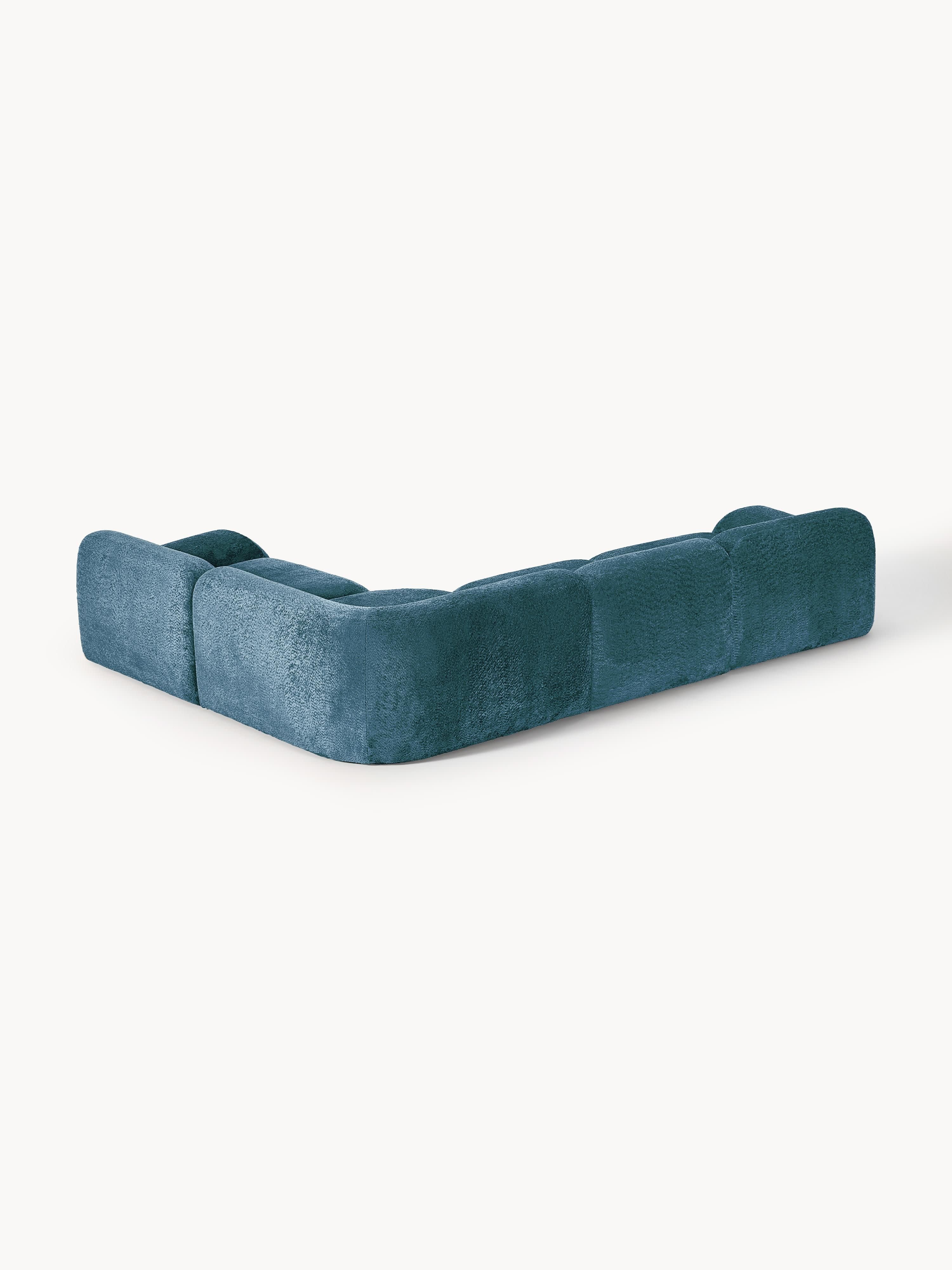 Modulaire hoekbank Wolke (4-zits) van teddy bouclé