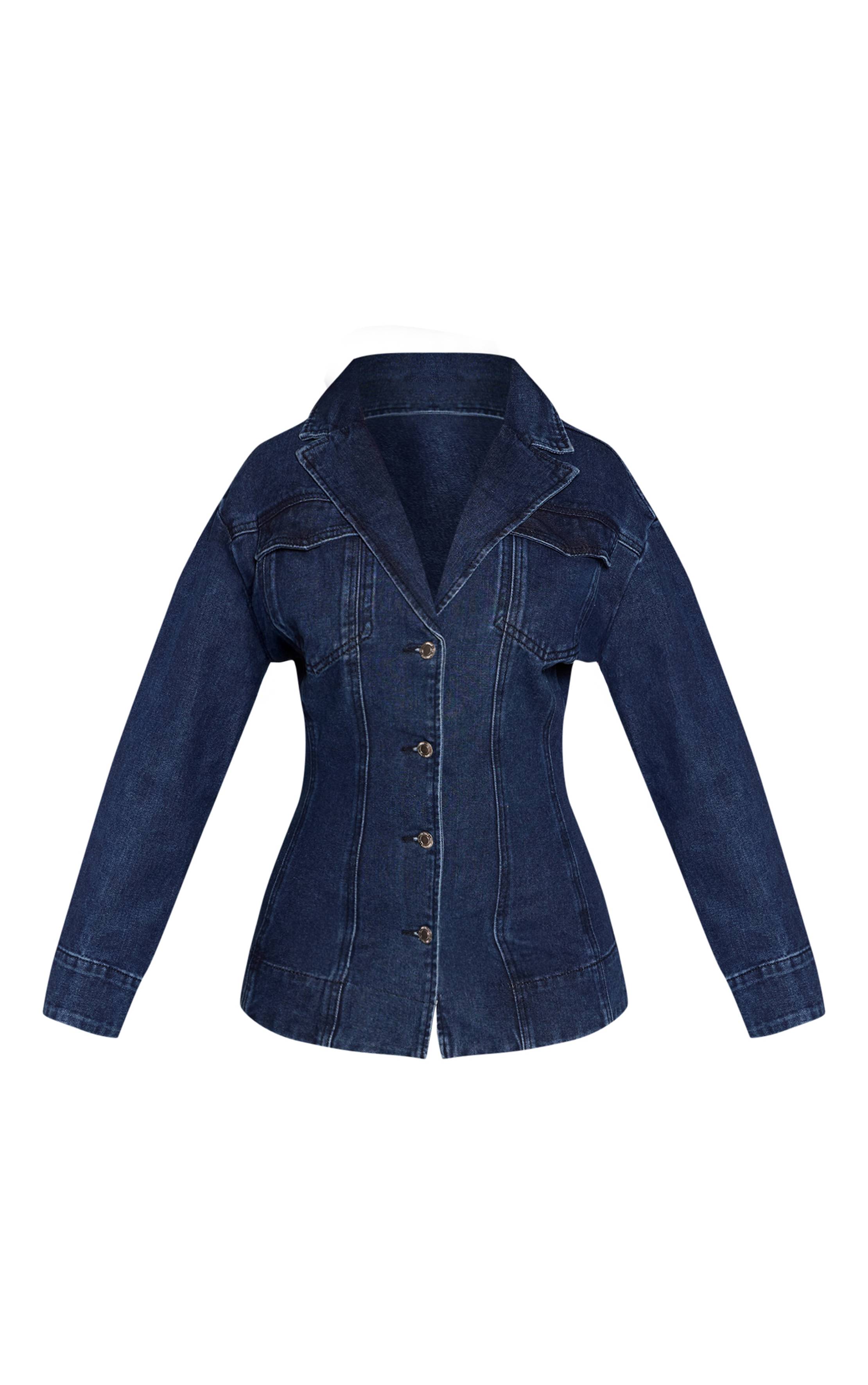 Bleu Indigo Robe Courte Ajustée En Denim Petite Avec Détails Plissés