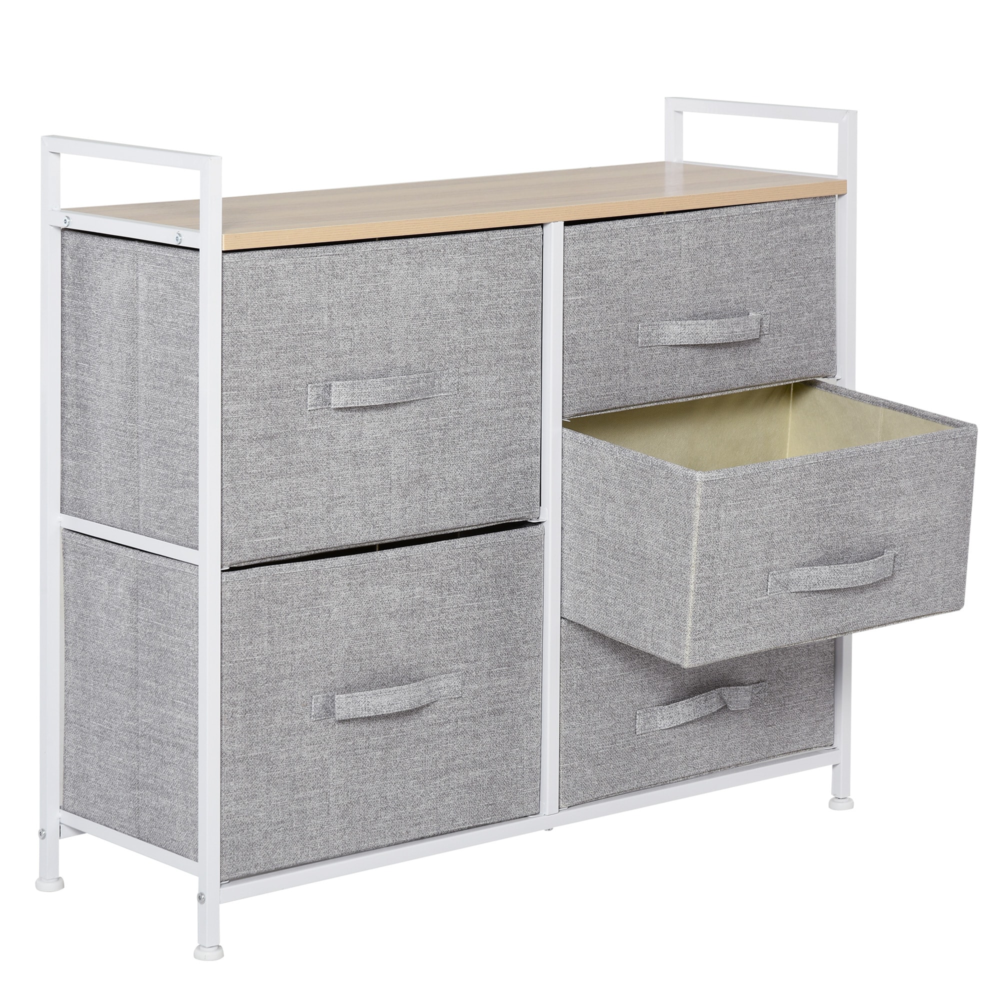 HOMCOM Stoffkommode mit 5 Stoffschubladen grau 83 x 29 x 77 cm (BxTxH)
