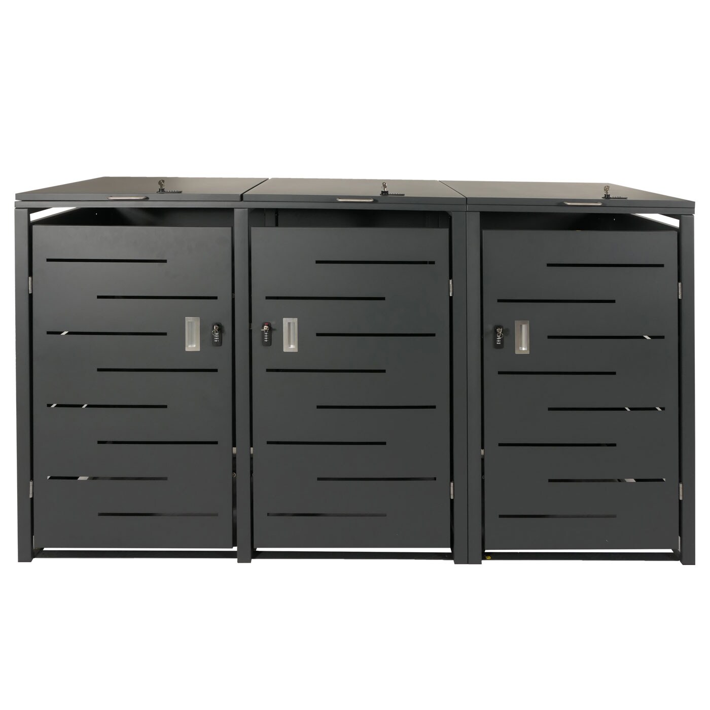 XL 3er-/6er-Mülltonnenverkleidung MCW-E83, Mülltonnenbox, erweiterbar 116x212x98cm ~ anthrazit Stahl, 100kg