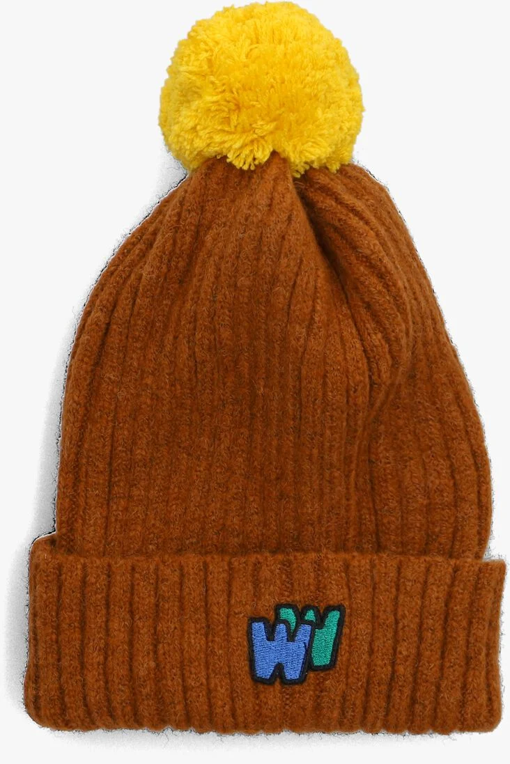 WANDER & WONDER bruine wander & wonder muts pom pom beanie