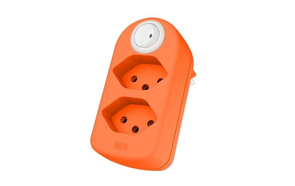 Mehrfachstecker maxAdapt BS, 2 x T13, Schalter, Fl-OrangeAbzweigstecker mit Berührungsschutz