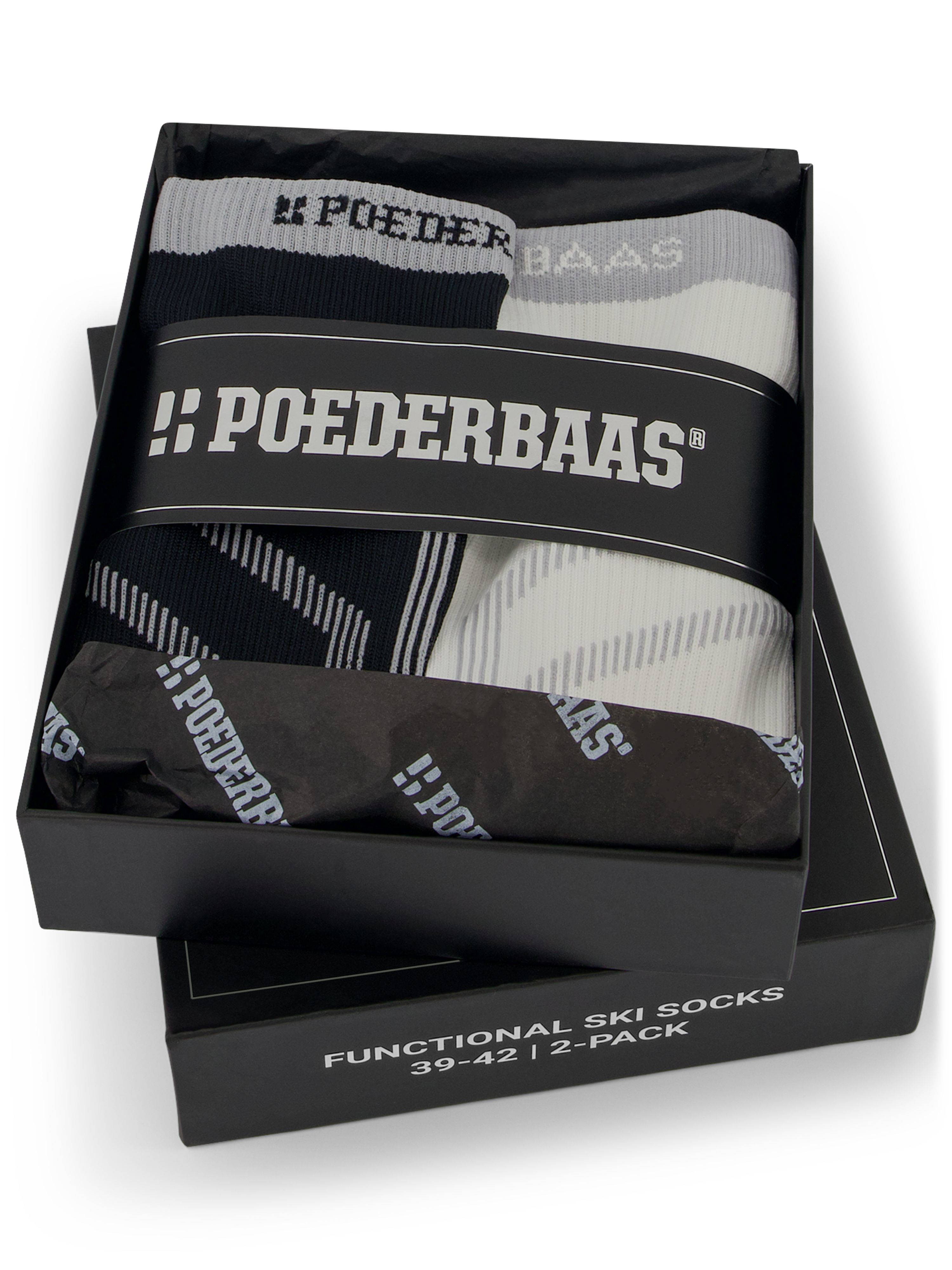 Poederbaas skisokken (giftbox) - set van 2 zwart/wit