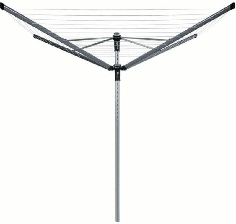 Brabantia Lift-O-Matic Advance Droogmolen - met Kunststof Betonanker, Beschermhoes en Wasknijpertasje - 60 m - Metallic Grey