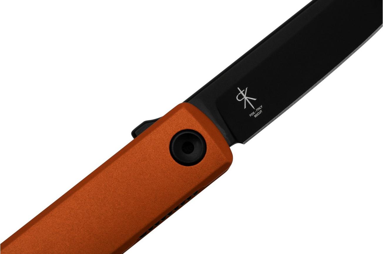 Fox Knives Chnops, FX-543 ALO, Orange Aluminum, Black Becut zakmes, Riccardo Gobbato design