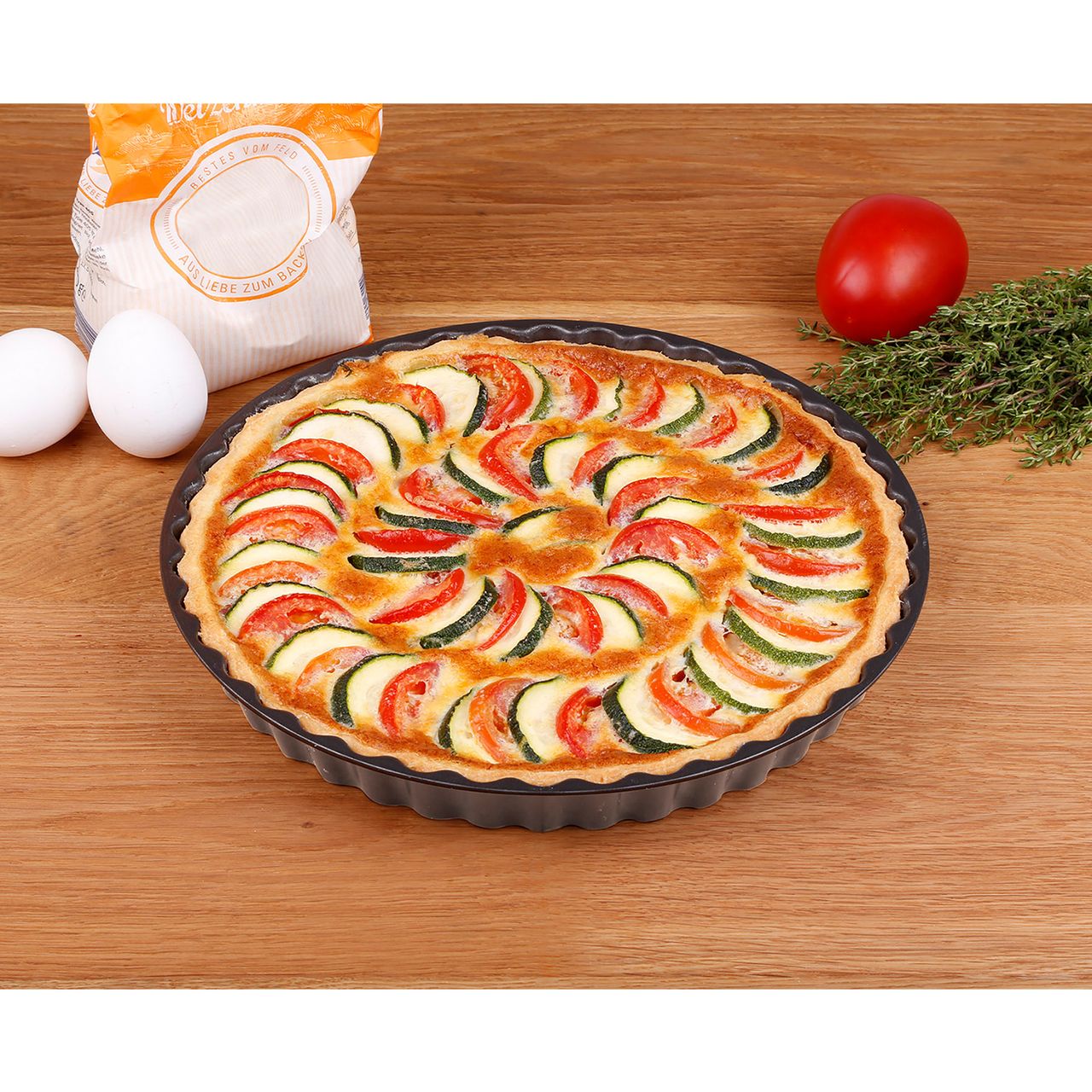 CHG Quiche- und Kuchenform, antihaftbeschichtet, ca. Ø 28 x 3 cm