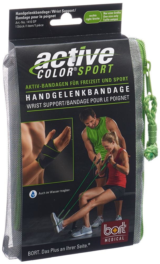 BORT ActiveColor Sport Handgelenkbandage rechts schwarz/grün 1 Stk