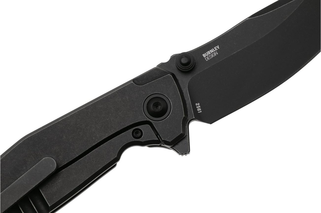 CRKT Ibis 2561 Blackwashed S35VN, Black Stonewashed Titanium, zakmes, Lucas Burnley design