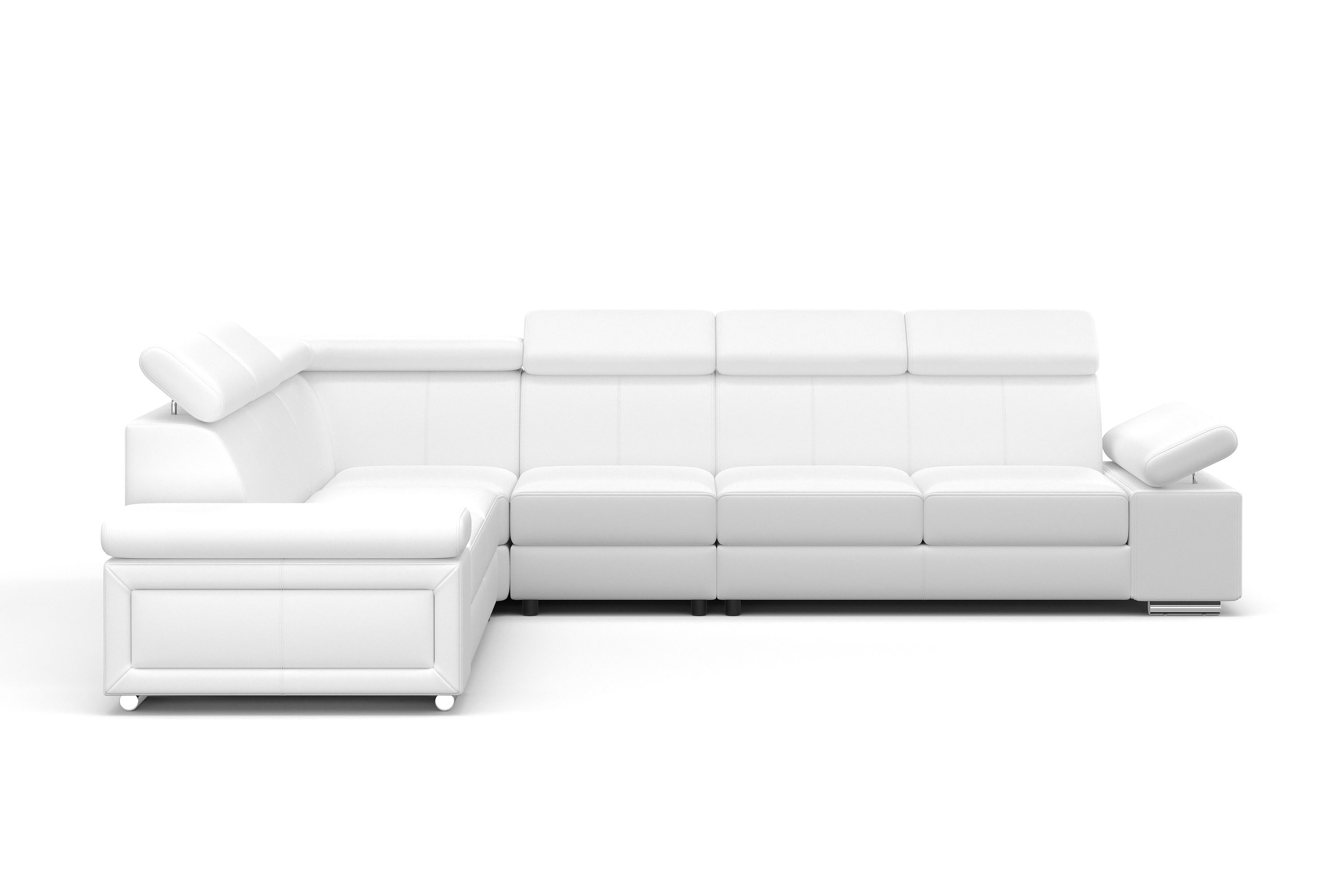 Ecksofa Leder CRISTIANO links/rechts weiss