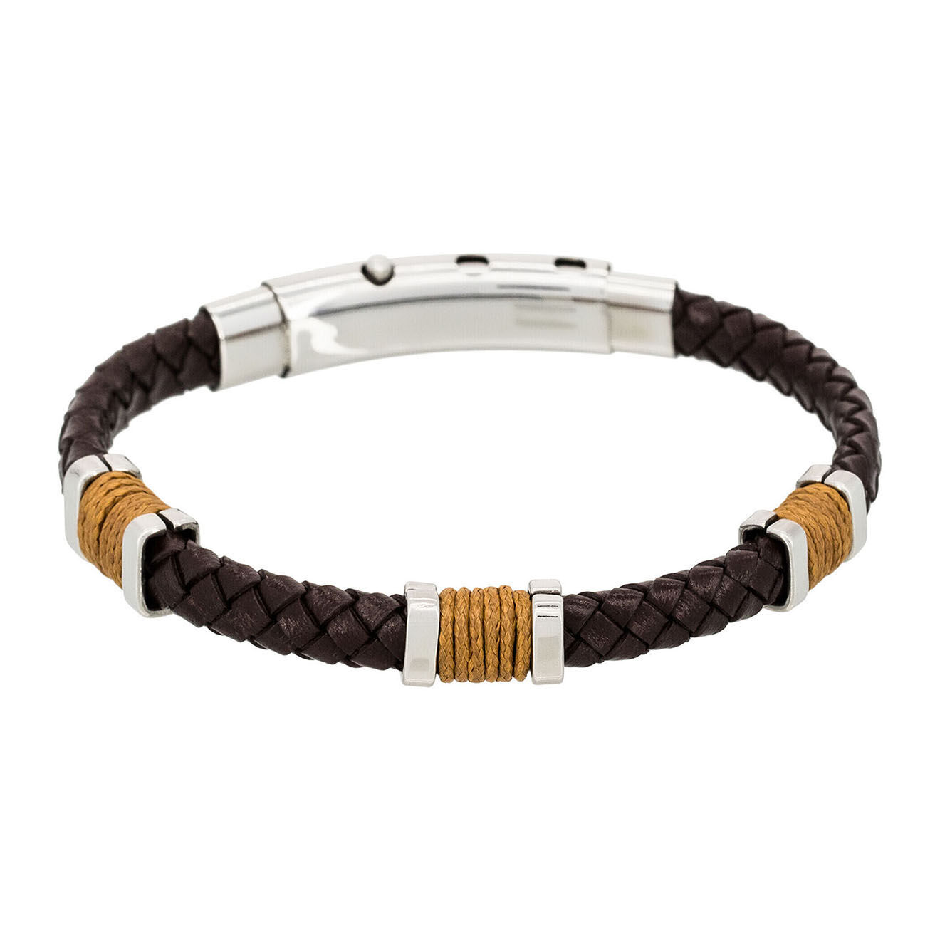 Jacobson Bracelet Hippolyte en Acier & Cuir marron