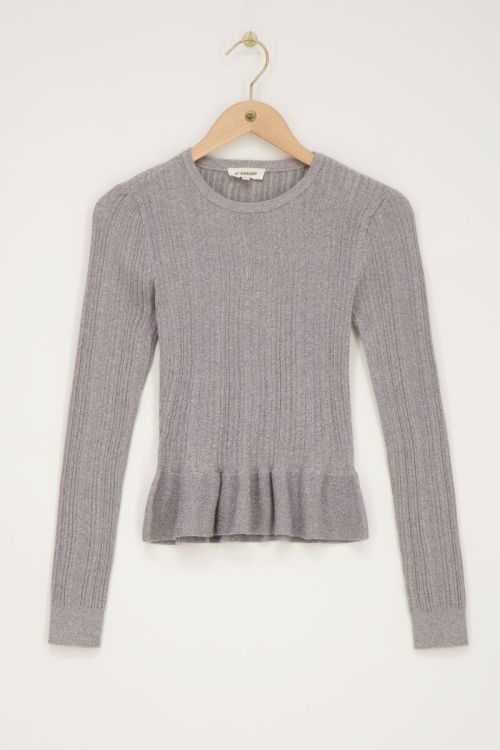 Zilverkleurige peplum top met lurex