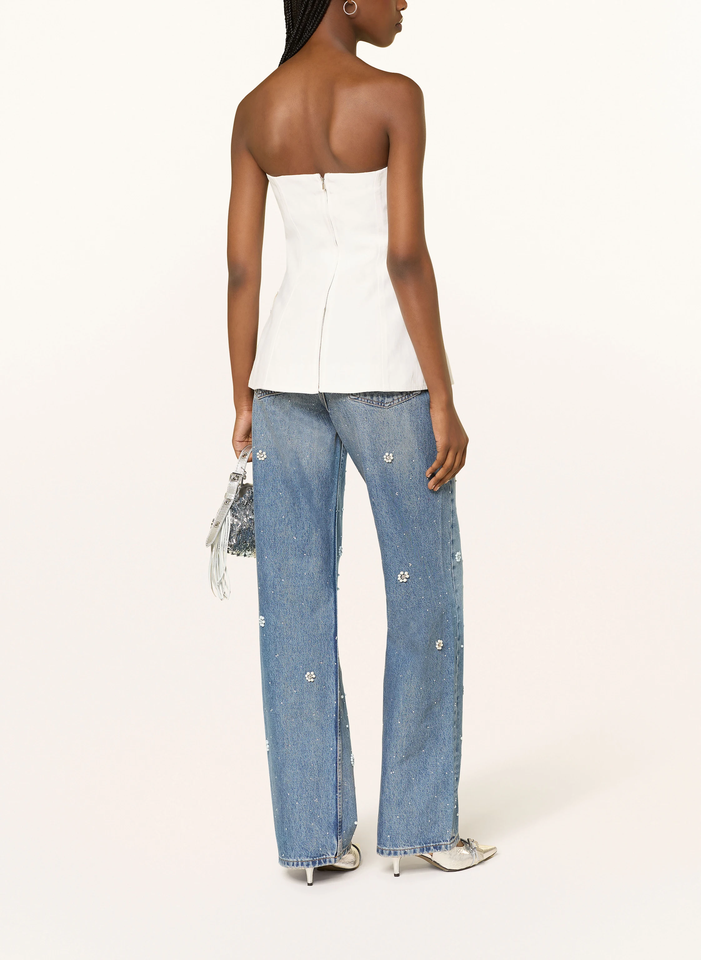 maje Off-Shoulder-Top mit Leinen