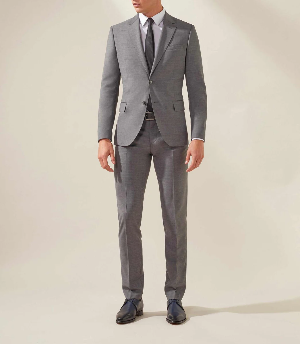 Costume 2 boutons laine gris-moyen 
