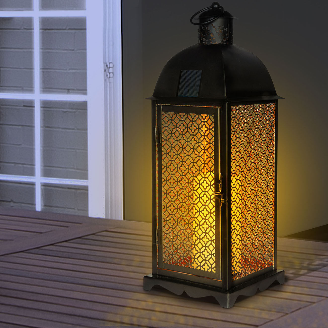 Pratik Garden Lanterne solaire marocaine noire - 15.5x15.5x43  cm