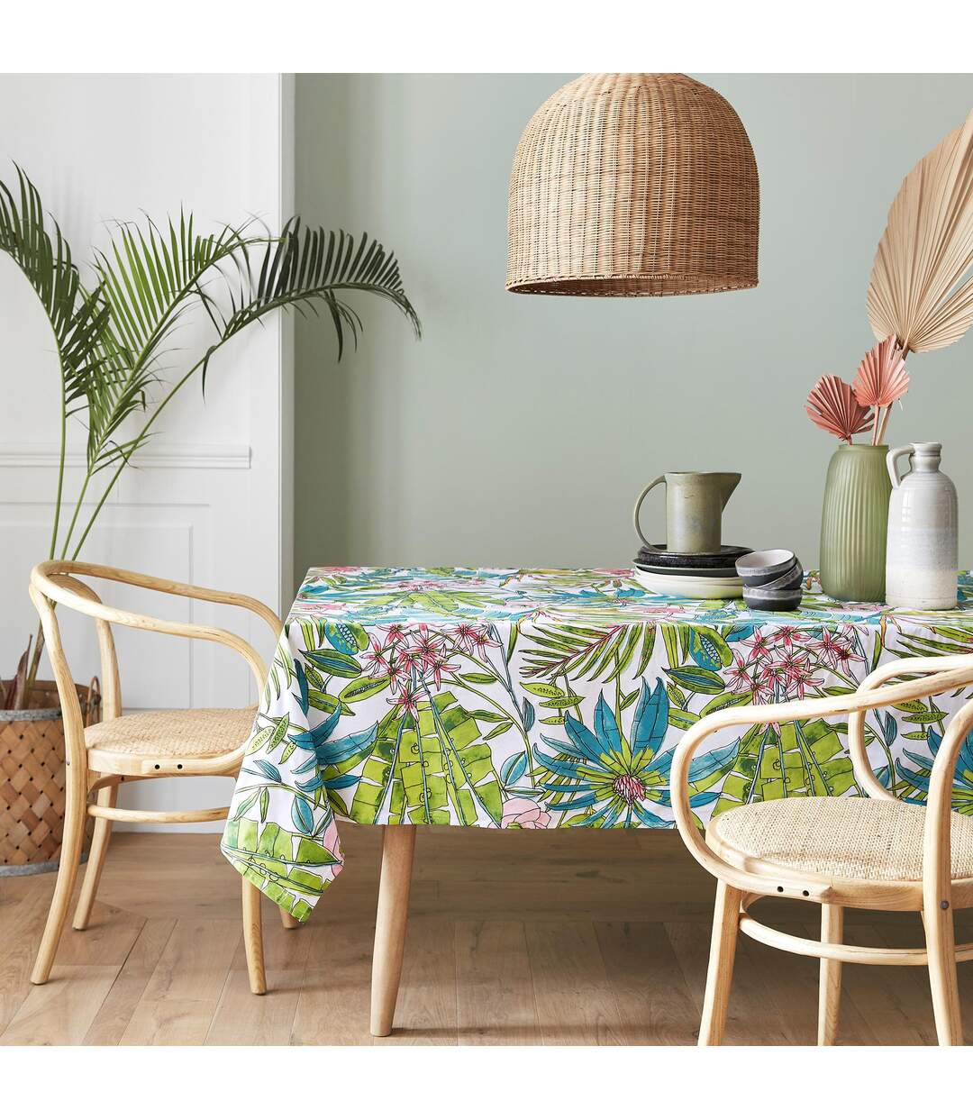 Nappe ronde 170 cm BAHIA bleu Paon coton +